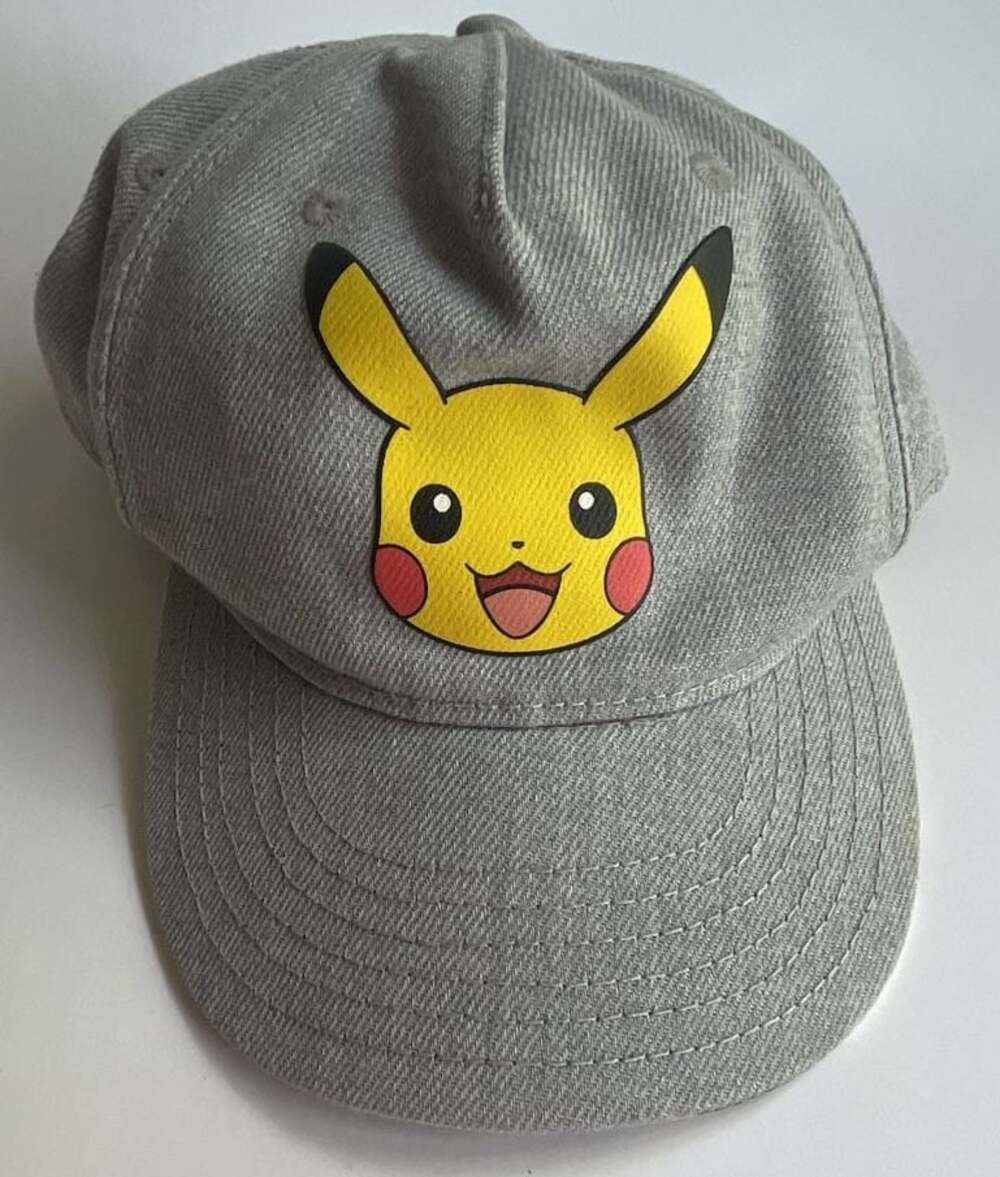 Pokemon Pikachu Gray Snapback Hat with Black and White Pikachu Under Brim